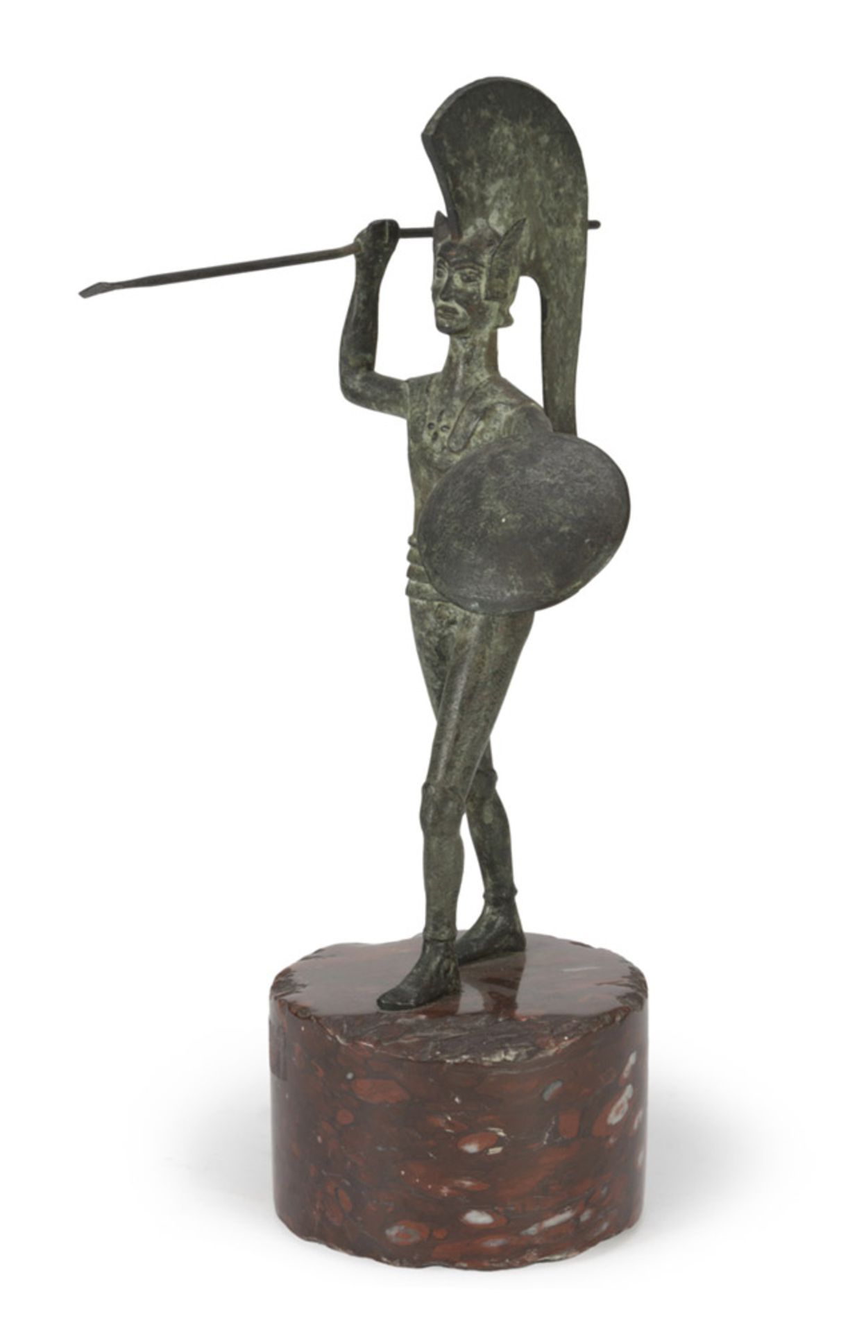 BRONZE SCULPTURE OF MINOIC WARRIOR, LATE 18TH, EARLY 19TH CENTURY