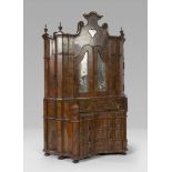 LARGE MODEL OF TWO-CORPS FLIP TOP CABINET IN BRIAR WALNUT, VENETO LATE 18TH CENTURY