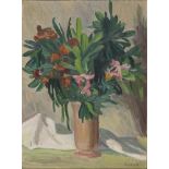 ROLANDO MONTI (Cortona 1906 - Roma 1991) Vaso di fiori Olio su tavola, cm. 46 x 34,5 Firma in