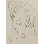 JEAN COCTEAU (Maisons-Laffitte 1889 - Milly-la-Forêt 1963) Vergine, anni '50 Tecnica mista su carta,