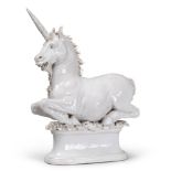 ANDREA SPADINI (Roma 1912 - 1983) Unicorno, 1965 ca. Scultura in maiolica, h. cm. 58 Firma al