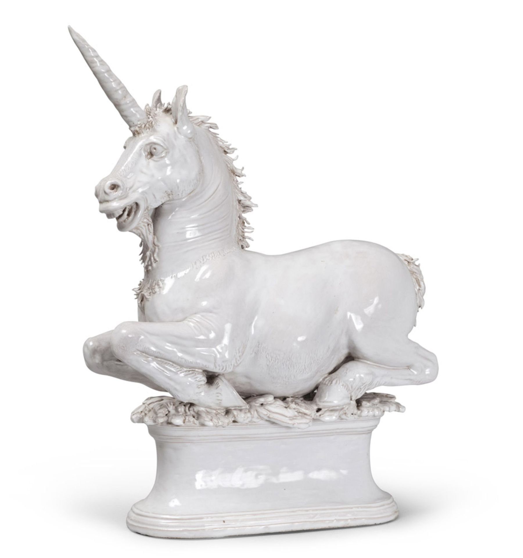 ANDREA SPADINI (Roma 1912 - 1983) Unicorno, 1965 ca. Scultura in maiolica, h. cm. 58 Firma al