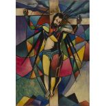 VITTORIO CORONA (Palermo 1901 - Roma 1966) Cristo crocifisso Olio su tela, cm. 46 x 32,5 Firmato