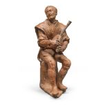 EARTHENWARE SCULPTURE OF BAGPIPER – PROBABLY NAPLES FINE 19TH CENTURY