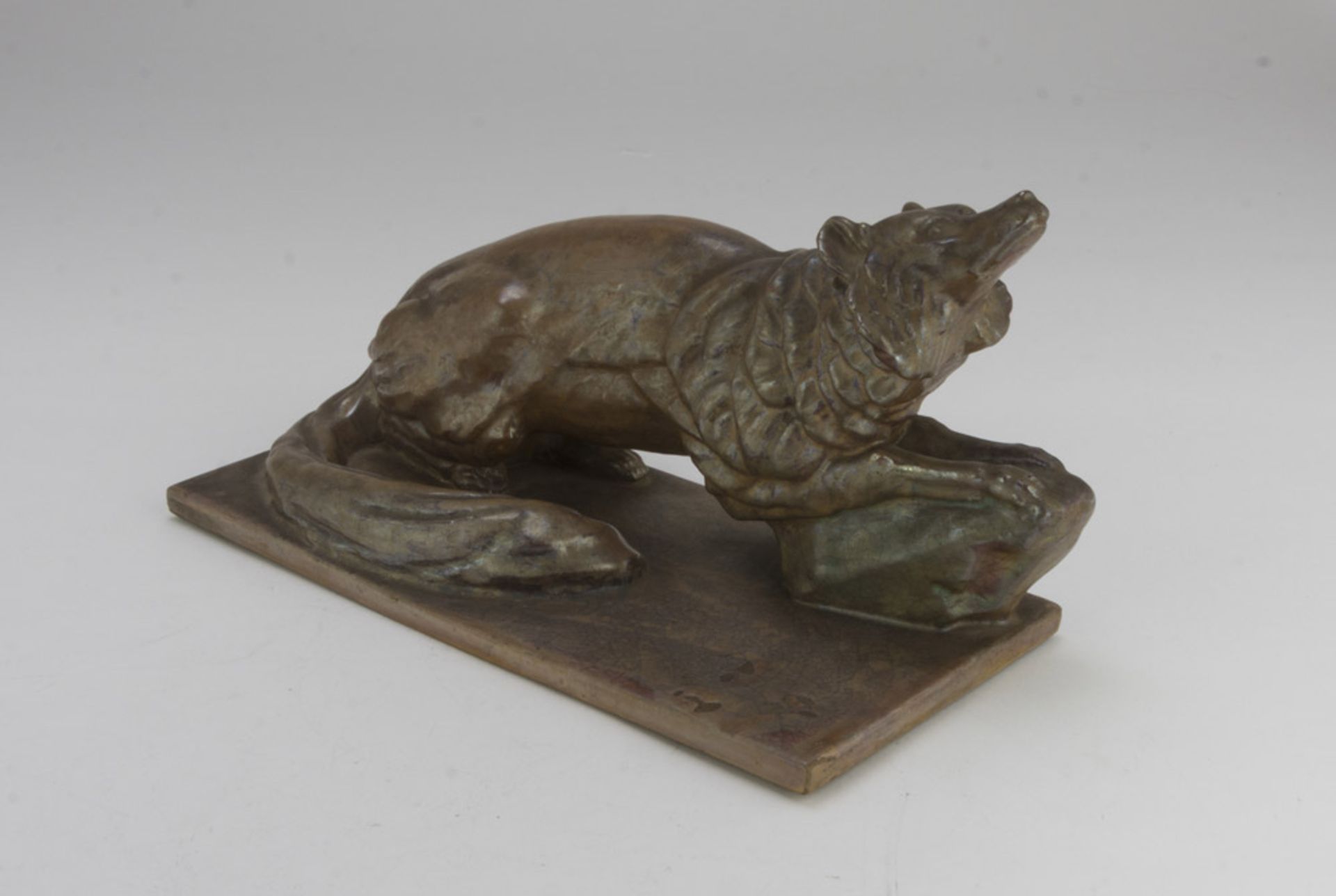 SCULPTURE OF FOX IN SHINY CERAMICS – RICCARDO GATTI – FAENZA EARLY 20TH CENTURY