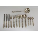 SET OF SILVER AND METAL CUTLERY – 20TH CENTURY