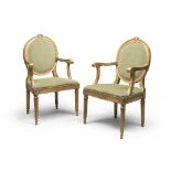 PAIR OF ARMCHAIRS IN GILT WOOD – ITALY CENTRAL LATE 18TH CENTURY