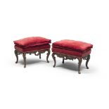 A PAIR OF WALNUT STOOLS – PROBABLY LOMBARDY – 18TH CENTURY