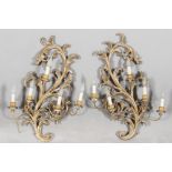 PAIR OF APPLIQUES IN SILVER-PLATED WOOD – 20TH CENTURY