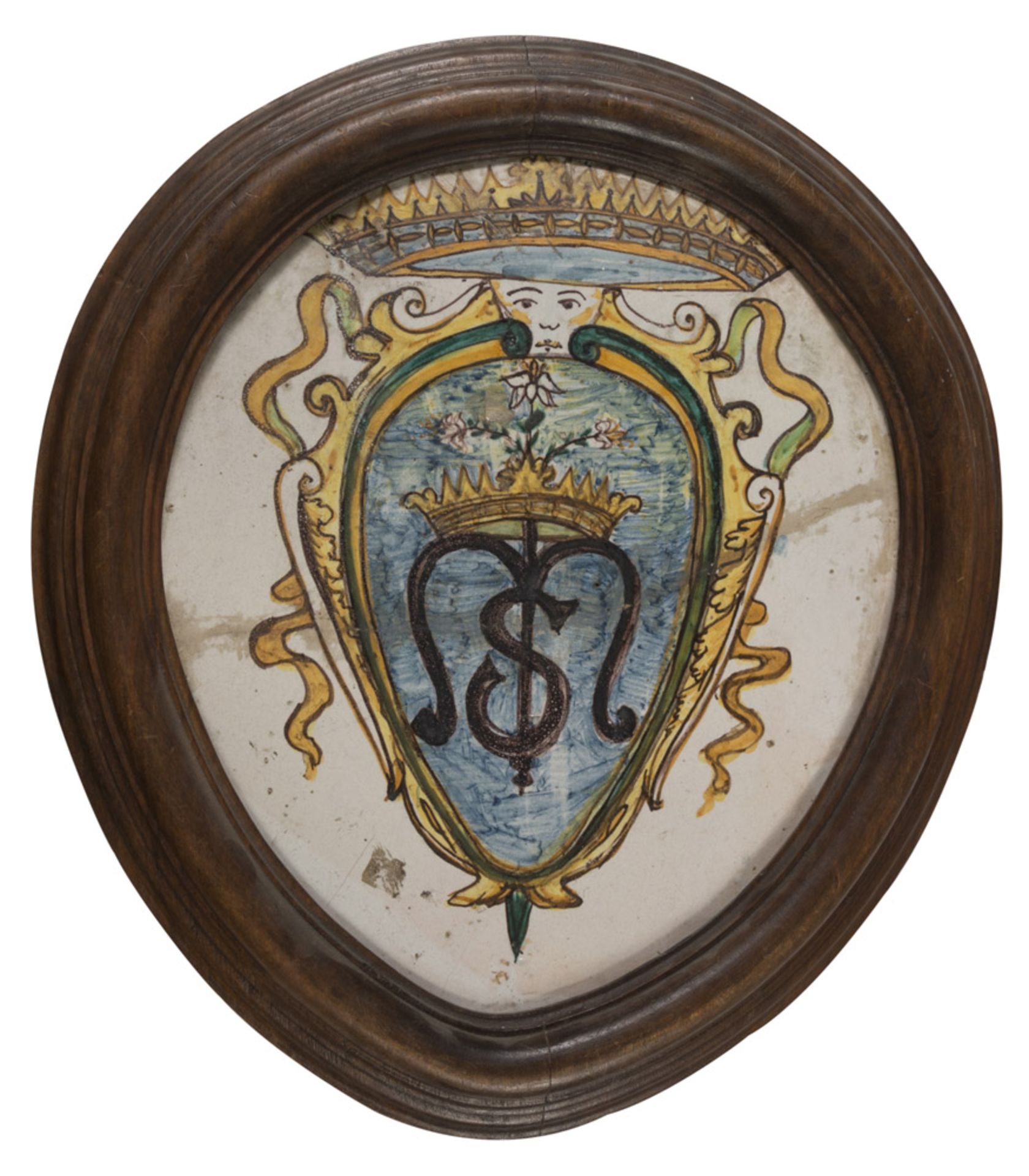 PAIR OF NOBLE COATS OF ARMS IN MAJOLICA – 19TH CENTURY