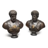 PAIR OF BUSTS IN BURNISHED BRONZE – EARLY 20TH CENTURY