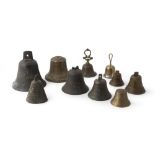 TEN SMALL BELLS IN BRONZE AND METAL – 18TH - 20TH CENTURY