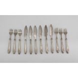 TWELVE PIECES OF FISH CUTLERY IN SILVER-PLATED METAL – PUNCH WMF – 1906