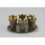 VODKA SERVICE IN GILDED METAL – RUSSIA 20TH CENTURY