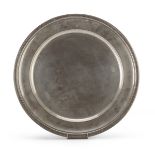 SILVER DISH, PUNCH MILAN 1944/1968 with knurled edges. Title 800/1000. Diameter cm. 39, weight gr.