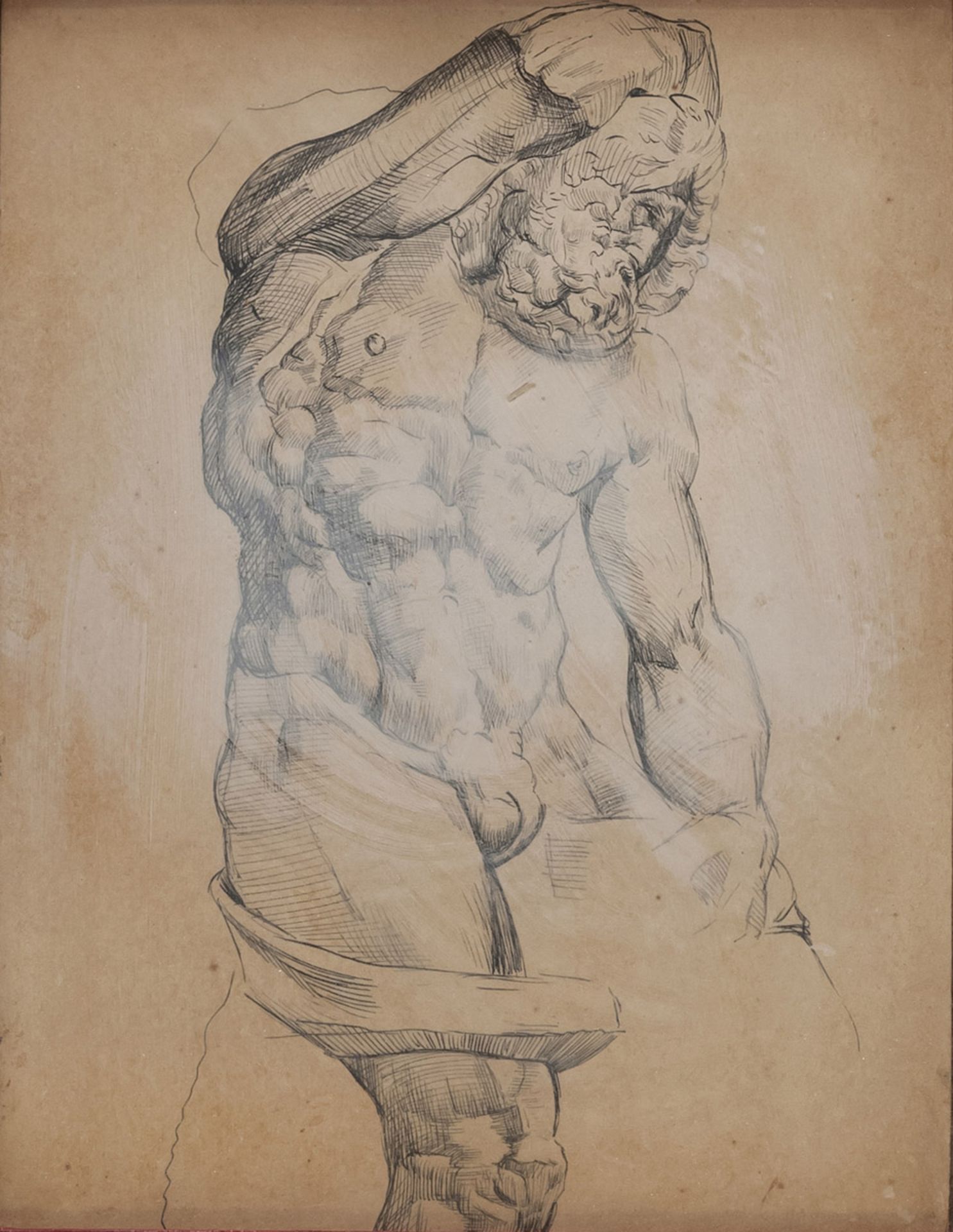 ITALIAN PAINTER, 19TH CENTURY HERCULES Pen on paper, cm. 26 x 20 Giltwood frame PITTORE ITALIANO,