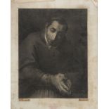 CARLO PORRO (Active 19th century) St. Charles Borromeo in prayer Pencil and charcoal on paper, cm.