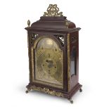 RARE TABLE CLOCK, JOHAN SCHINDLER VIENNA LATE 18TH CENTURY brown lacquered case with giltwood