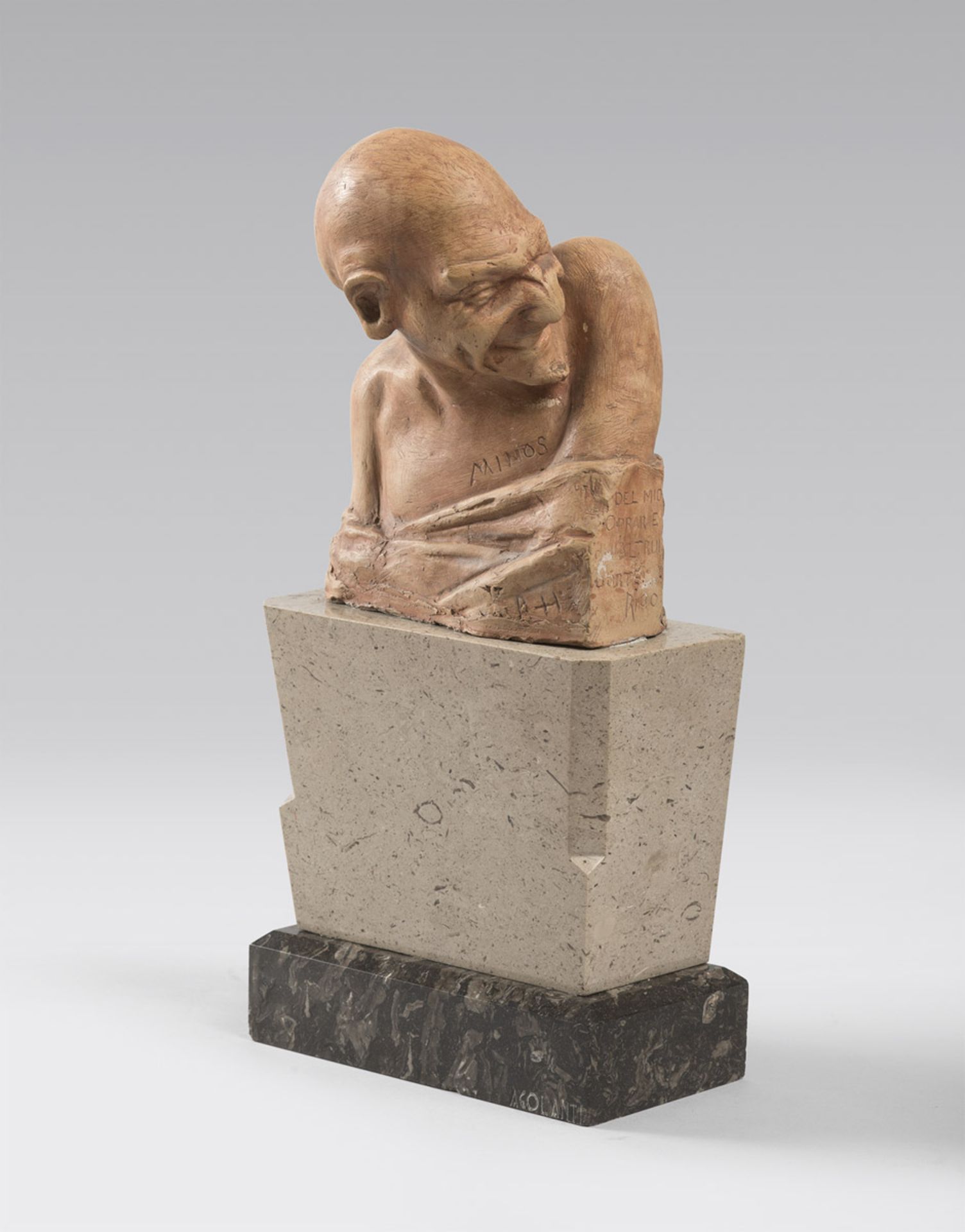 ITALIAN SCULPTOR, 20TH CENTURY LAUGHING BUST Earthenware, cm. 21 x 16 x 7 Title 'Mimos', on the