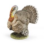 TURKEY IN CERAMICS, MANUFACTURE ZACCAGNINI, 50S hand painted. Marked under the base. Measures cm.