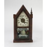 CUSP CLOCK, ENGLAND LATE19TH CENTURY case in mahagony with one door. Dial with decorum on the glass.