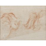 ITALIAN PAINTER, 18TH CENTURY Study of hands Study of cloth A pair of red pencil drawings on