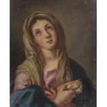NEAPOLITAN PAINTER, 18TH CENTURY Virgin with the breviary Oil on canvas, cm. 26,5 x 21 Recent re-