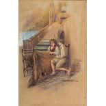 NEAPOLITAN PAINTER, EARLY 20TH CENTURY Fishermen at the nets Watercolour on paper-board, cm. 42 x 27