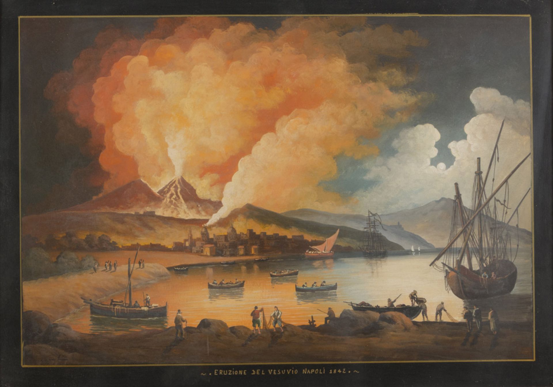 NEAPOLITAN PAINTER, EARLY 20TH CENTURY Nighttime eruption of the Vesuvius, 1842