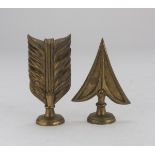 PAIR OF FERRULES OF VALANCE, 19TH CENTURY chiseled to point and feather. Measures cm. 14 x 7 x 4.