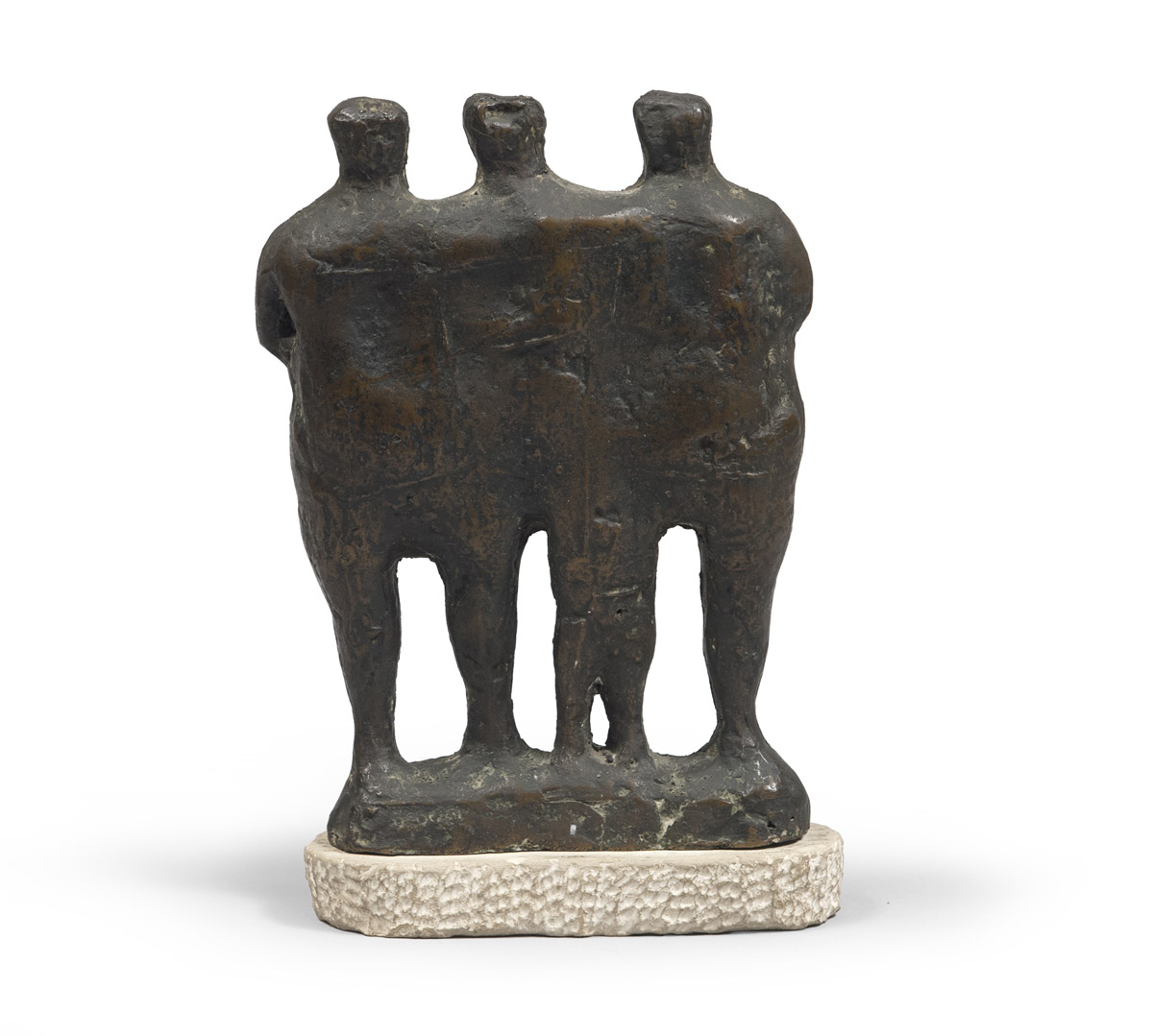 ORESTE DEQUEL, att. to (Capodistria 1923 - Rome 1985) Three friends Bronze sculpture, cm. 25,5 x