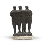 ORESTE DEQUEL, att. to (Capodistria 1923 - Rome 1985) Three friends Bronze sculpture, cm. 25,5 x