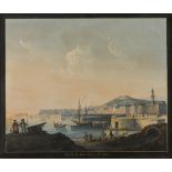 NEAPOLITAN PAINTER, 19TH CENTURY View of Naples from the harbor Gouache, cm. 55 x 65 Title and