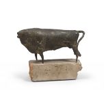 ORESTE DEQUEL, att. to (Capodistria 1923 - Rome 1985) Taurus Bronze sculpture, cm. 14 x 27 x 9 Not