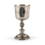 SMALL SILVER CHALICE, PUNCH FLORENCE BRANDIMARTE POST 1968 with leg chiseled to leaves. Title 925/