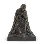 AUGUST RIVALTA (Alexandria 1837 - Florence 1925) Praying figure, first '900 Bronze sculpture, cm. 38