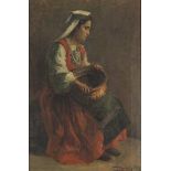 VINCENZO CURIONI (19th-20th century) WOMAN WITH DELL Oil on canvas, cm. 54 x 36 Signed and dated