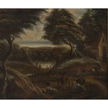 VENETIAN PAINTER, SECOND HALF OF THE 17TH CENTURY Landscape with shepherds Oil on canvas, cm. 49,5 x
