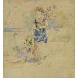 PIETRO SCOPPETTA (Amalfi 1863 - Naples 1920) ALLEGORY OF THE SPRING Watercolour on paper, cm. 14 x