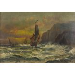 M. MATON-WICART ( 20th century) SAILING SHIPS IN THE STORM Oil on canvas, cm. 49 x 72 Signed