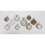 TEN POCKET WATCHES, RUSSIAN AND EUROPEAN CLOCKMAKING with boxes in silver-plated metal and silver.