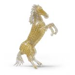 GLASS FIGURE OF RAMPANT HORSE, PROBABLY SEGUSO, 60S with gilded powder and inclusion of small