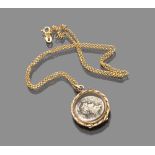 CHOKER in yellow gold 18 kts chain shaped with round pendant with Roman coin representing profile of