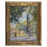 PIERETTO BIANCO (Trieste 1875 - Bologna 1937) VILLA BORGHESE Oil on panel, cm. 35 x 26 Signed,