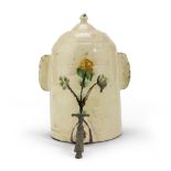 JUG IN MAIOLICA, SOUTHERN ITALY 19TH CENTURY cream enamel, slightly decorated with flowered racemes.