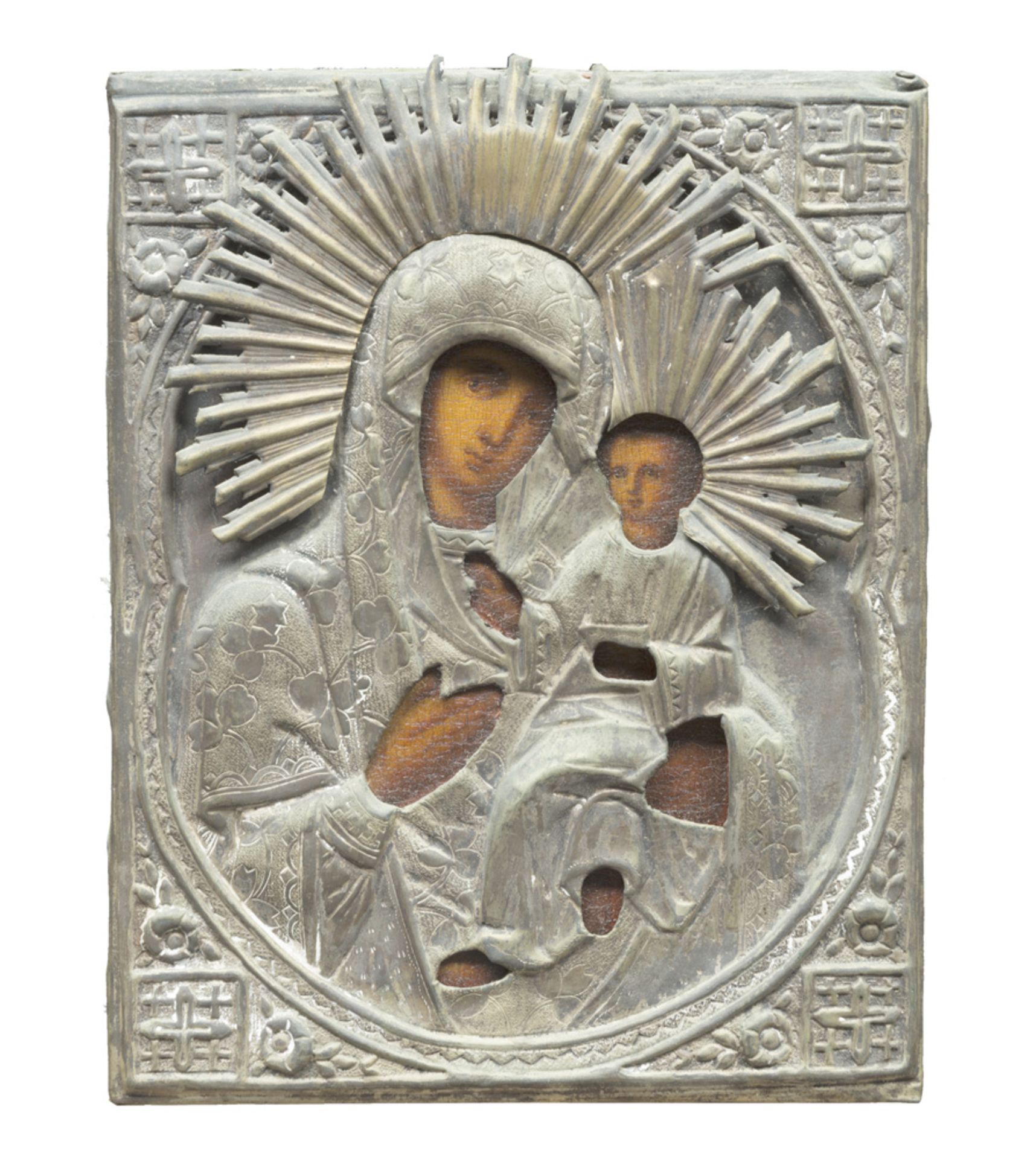 RUSSIAN SCHOOL, LATE 19TH CENTURY MADONNA AND CHILD. Tempera on wood, cm. 22 x 18. SCUOLA RUSSA,