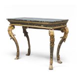 BEAUTIFUL CONSOLE IN LACQUERED WOOD, PROBABLY MARCHE 18TH CENTURY with top in green marble.