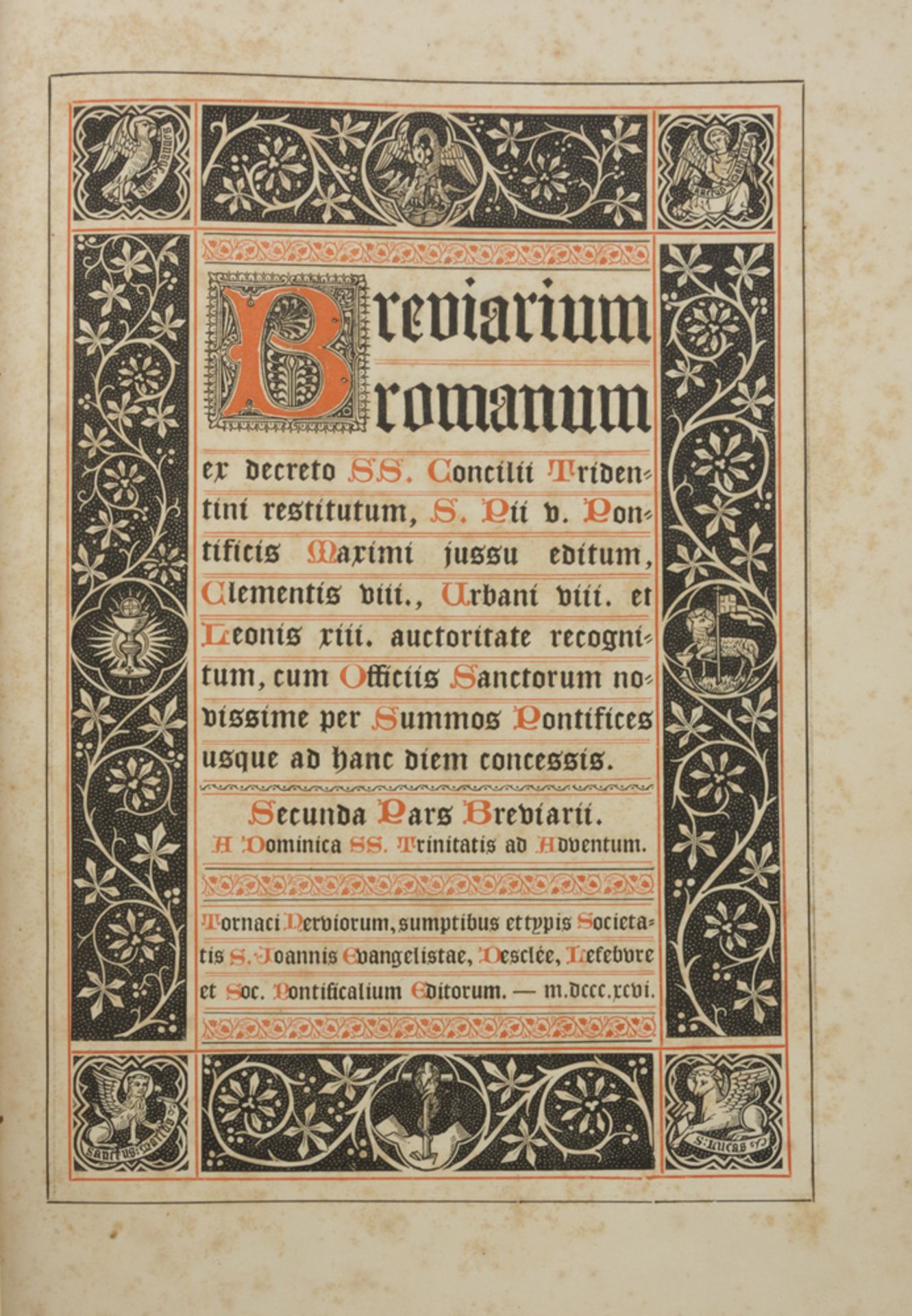 BREVIARIES Breviarium Romanum. Two volumes with illustrations in the text. Ed. Pontificie 1896. Full