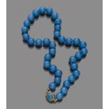 CHOKER one thread of spheres of blue synthetic stones, with clasp of oval shape with spool of blue