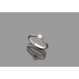 SOLITAIRE RING in white gold 18 kts., embellished with round cut diamonds. Diamonds ct. 0.25,